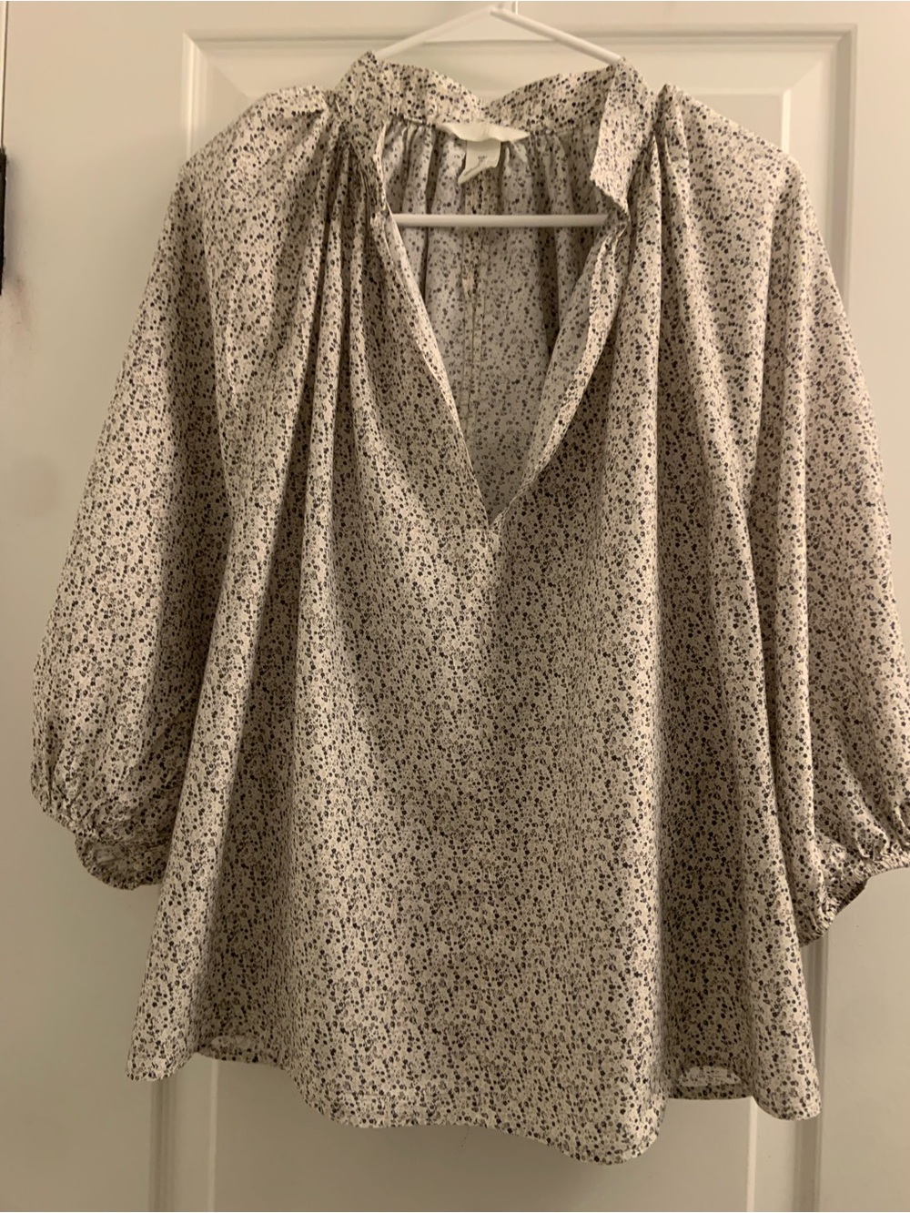 H&M Cream Tunic with Black Micro Floral Print